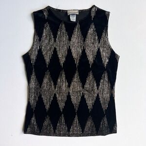 Vintage Fashion Bug Velvet Shimmer Diamond Pattern Top